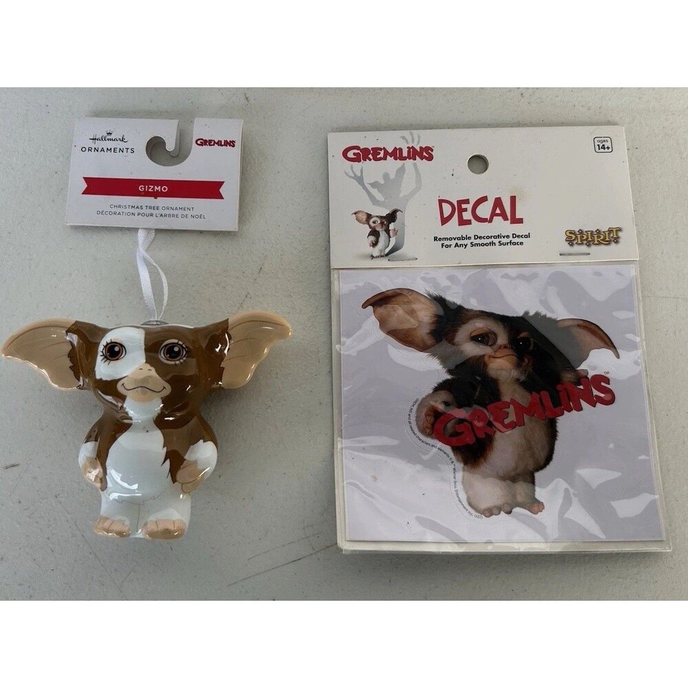Gremlins Gizmo Hallmark Christmas Ornament + Spirit Removable Decal Lot